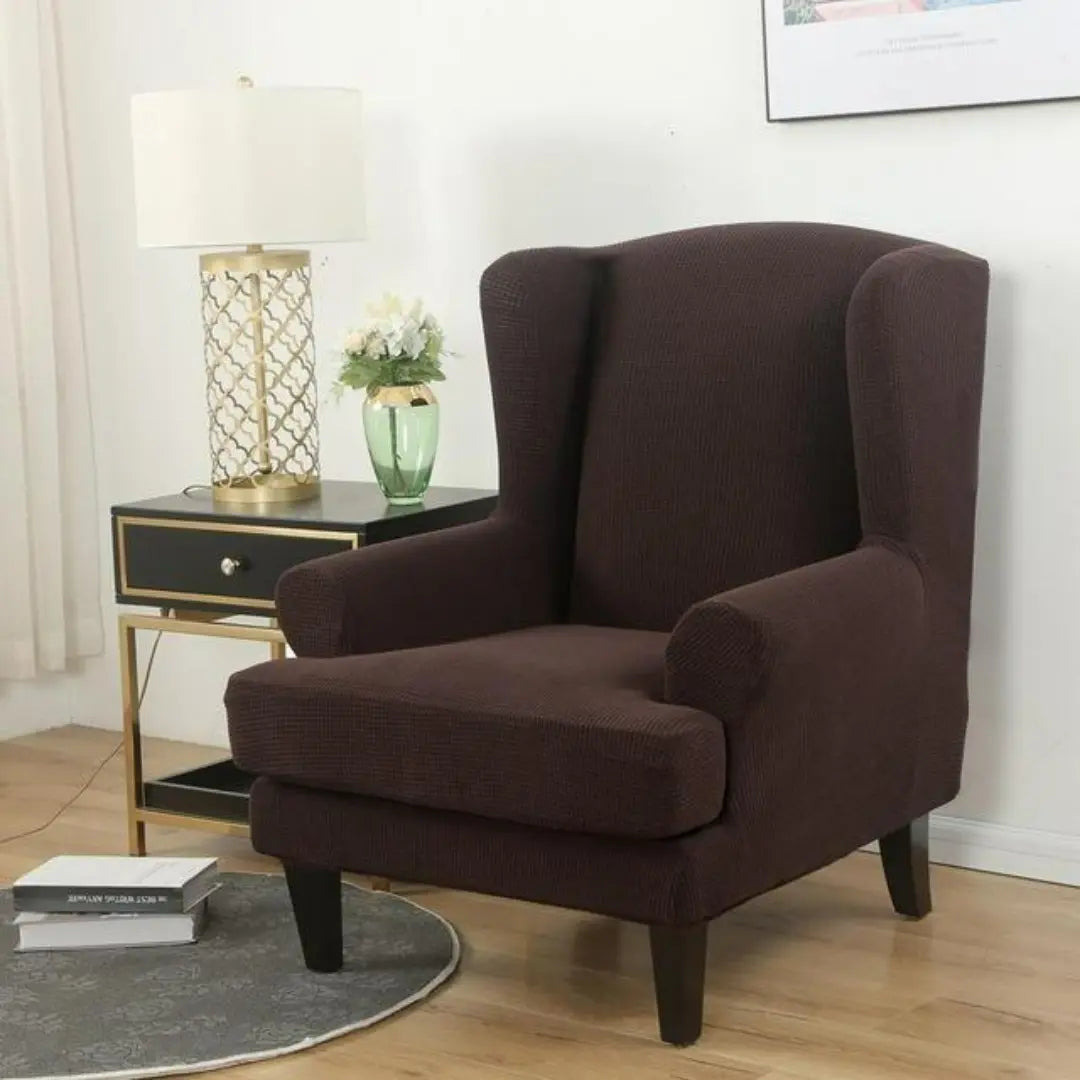 Arivo 2-Piece Water Repellent Wingback Chair Covers - Stretch Plaid Slipcover with Cushion Cover