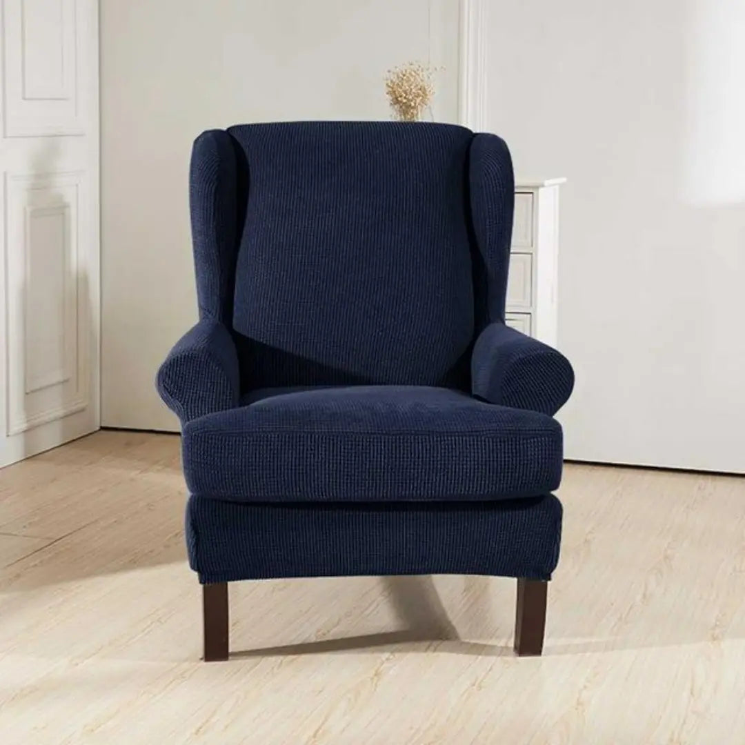 Arivo 2-Piece Water Repellent Wingback Chair Covers - Stretch Plaid Slipcover with Cushion Cover