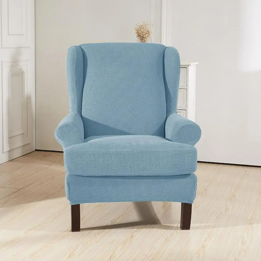 Arivo 2-Piece Water Repellent Wingback Chair Covers - Stretch Plaid Slipcover with Cushion Cover