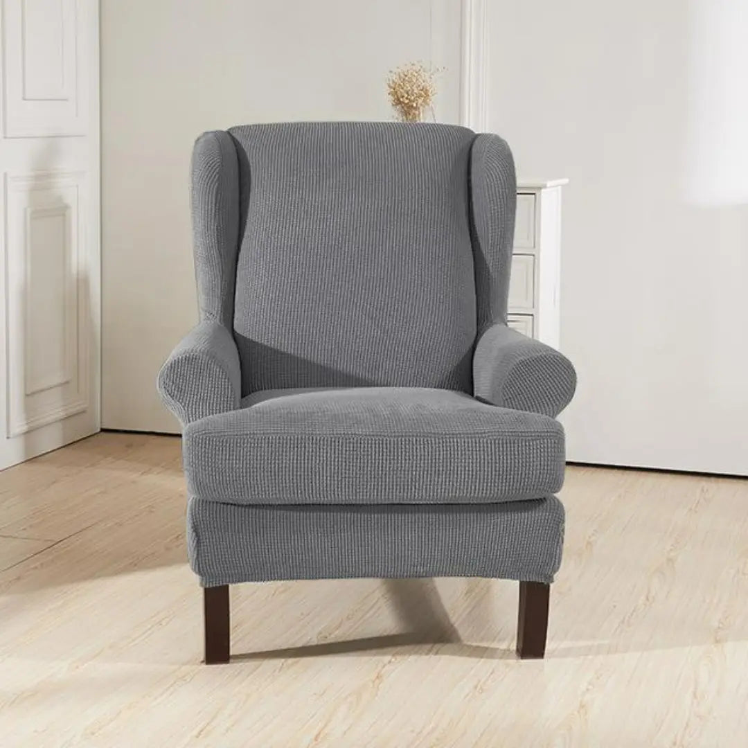 Arivo 2-Piece Water Repellent Wingback Chair Covers - Stretch Plaid Slipcover with Cushion Cover