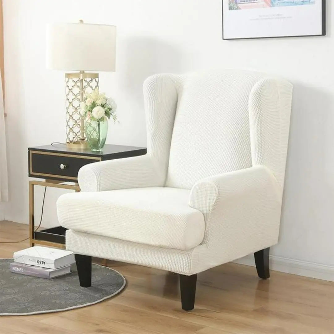 Arivo 2-Piece Water Repellent Wingback Chair Covers - Stretch Plaid Slipcover with Cushion Cover