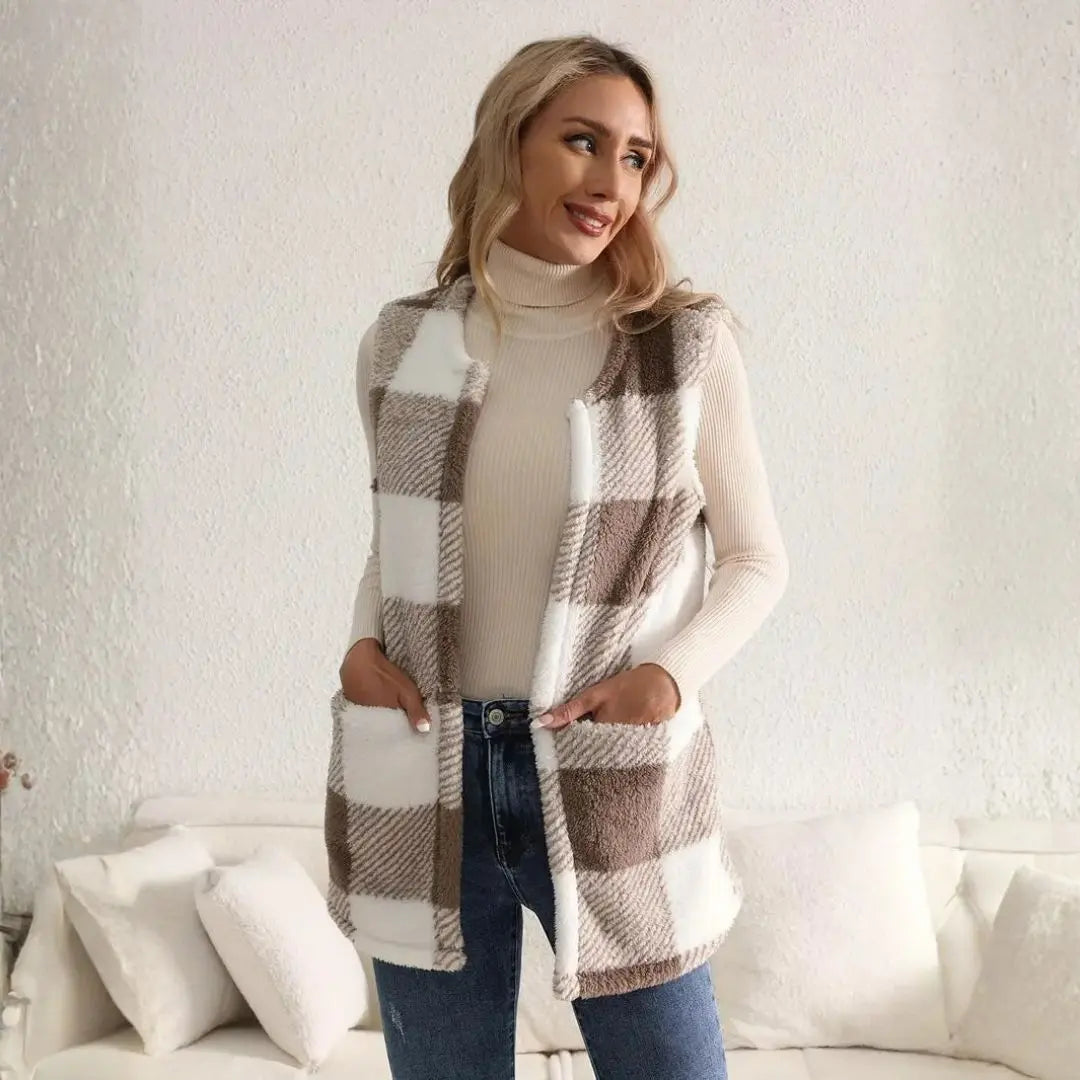 Everette Sherpa Check Vest