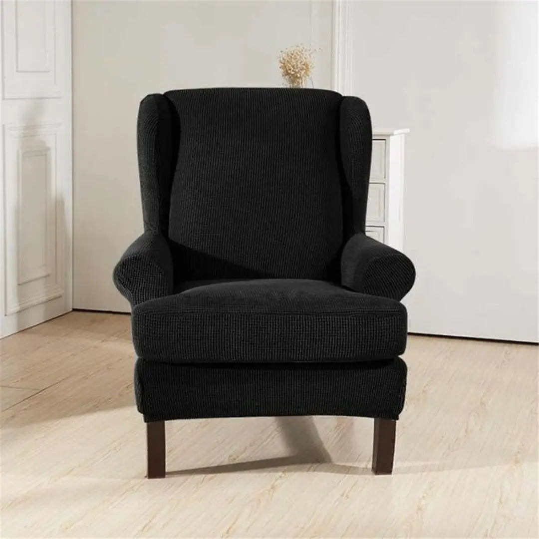 Arivo 2-Piece Water Repellent Wingback Chair Covers - Stretch Plaid Slipcover with Cushion Cover