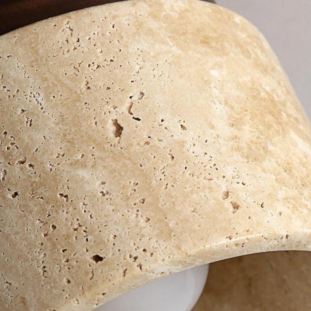 Japanese Cream Ceiling Light - Minimal Wood & Stone Style with Warm Organic Glow