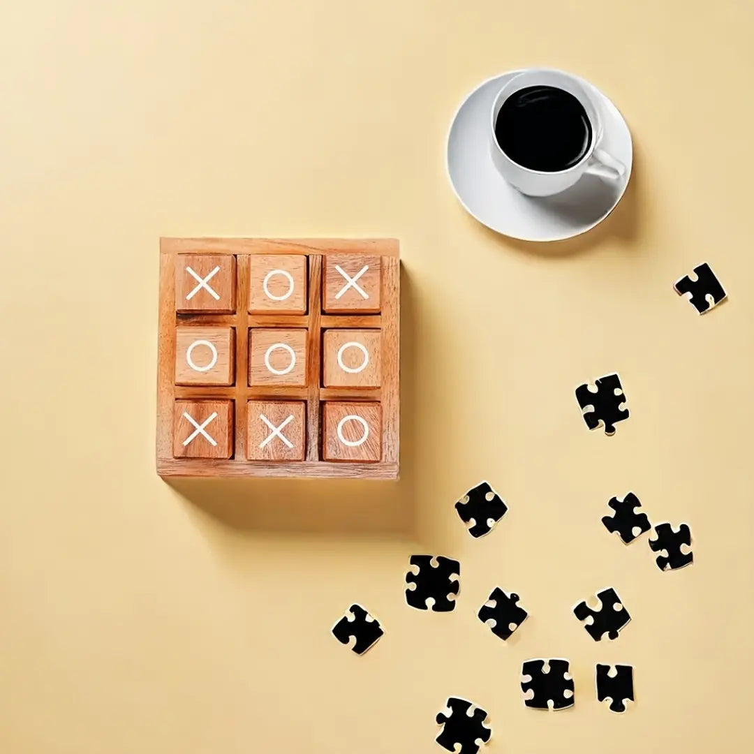 Wooden XO Board Game Set - Classic Coffee Table Decor