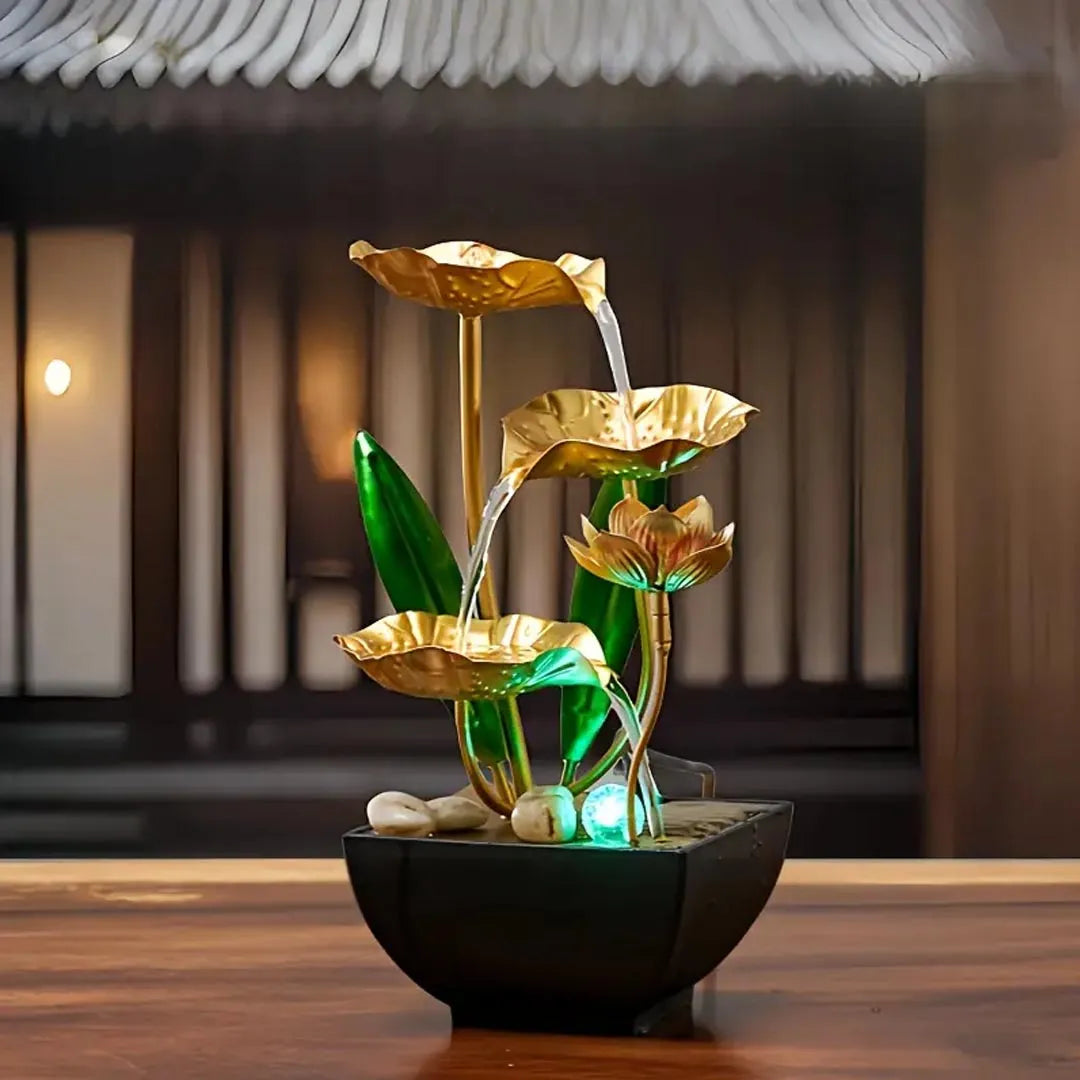 Indoor Tabletop Fountain - Compact Relaxation Fountain with Lights