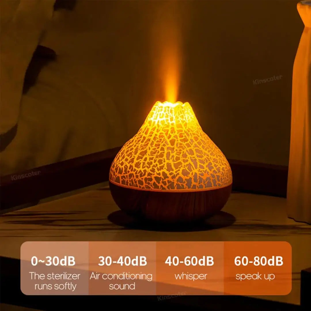 Volcano Air Humidifier 300ml - USB Mist Air Humidifier with LED Ambient Light