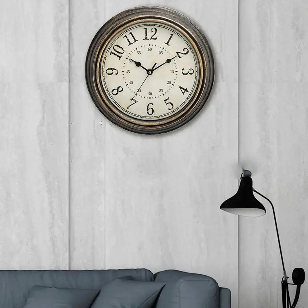 Rustic Vintage Wall Clock - Silent Non-Ticking Quartz Timepiece