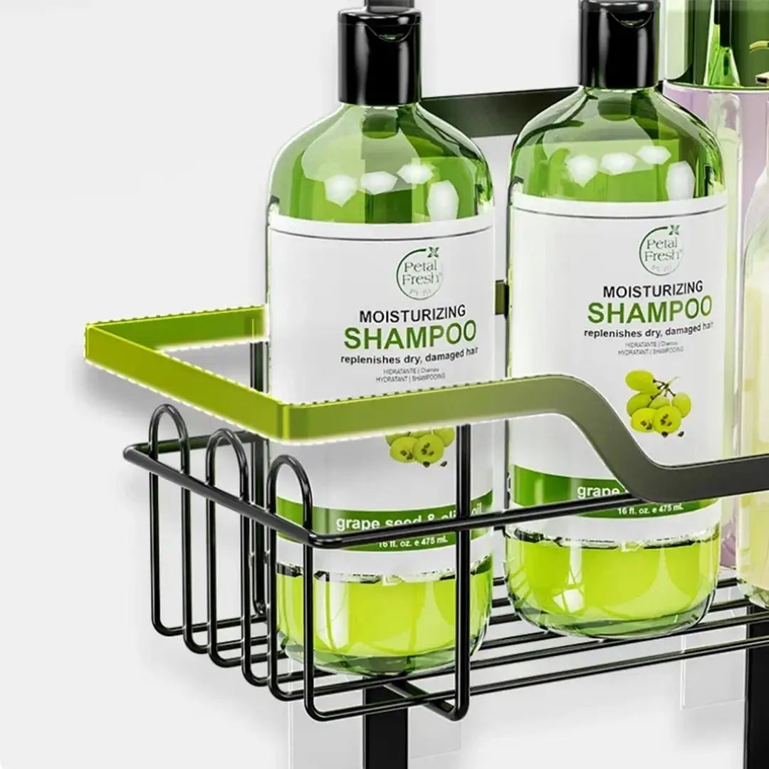 Drill-Free Bathroom Organizer Shelf - Over Door Hanging Rack for Shower Essentials