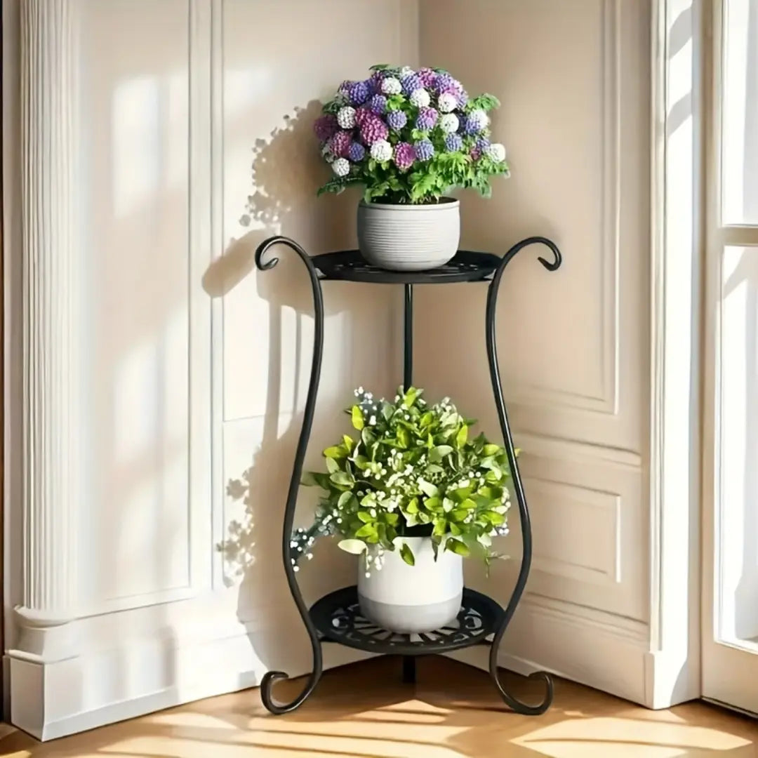 2 Tier Metal Plant Stand for Indoor and Outdoor Decor