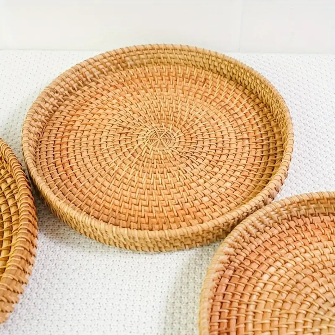 Handmade Vietnam Autumn Vine Tray - Rustic Table Decoration (Set of 3 PCs)
