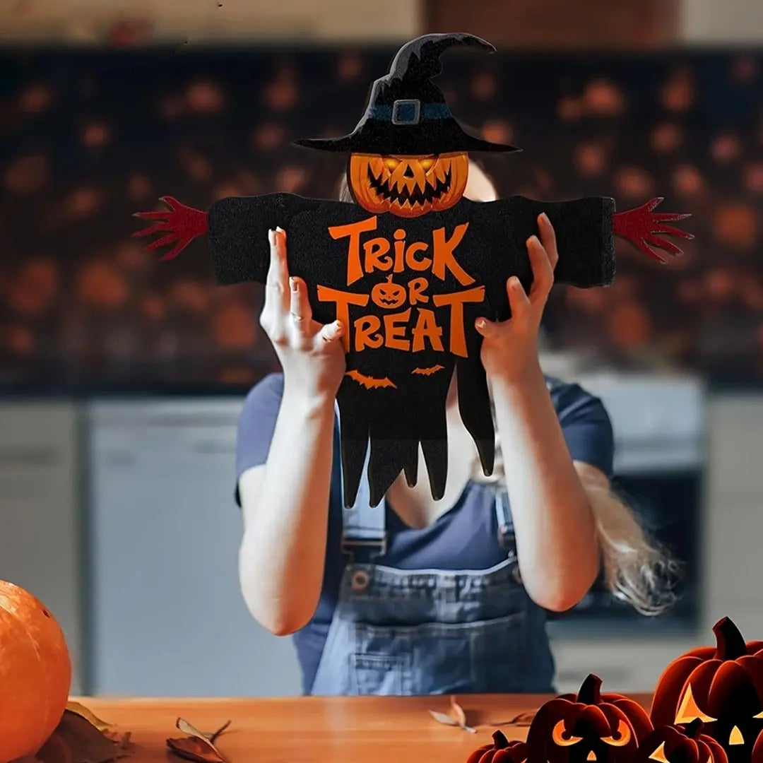 2D Halloween Trick-or-Treat Wooden Sign