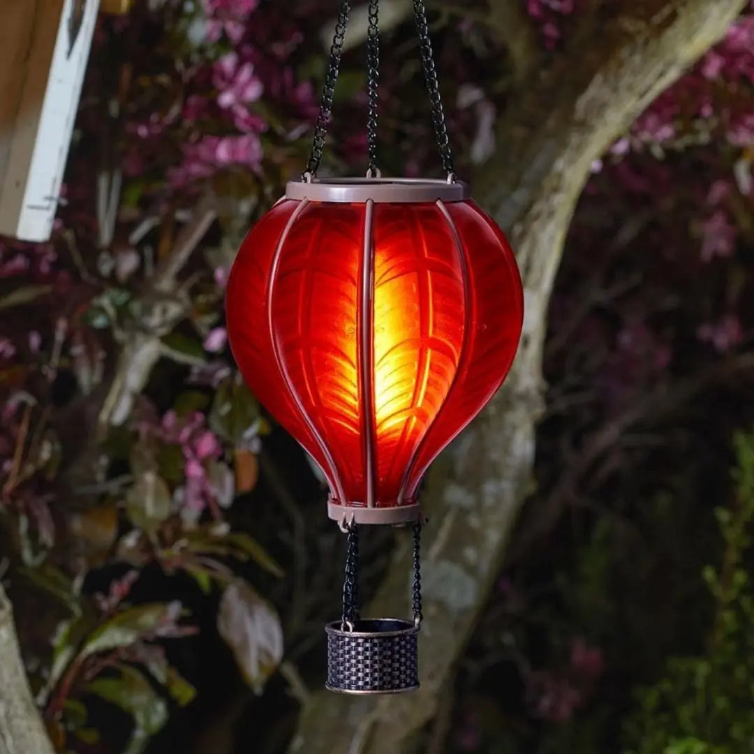 Solira Solar Hot Air Balloon Lantern - Multicoloured Hanging Garden Light with Flame Effect