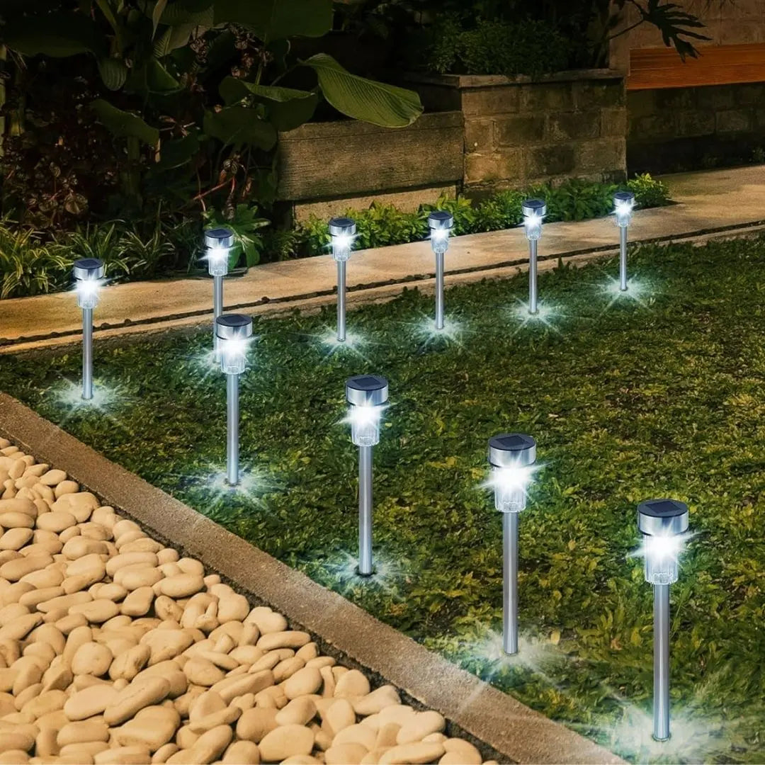 SolarLuxe Stainless Steel Garden Lights - Waterproof LED Pathway Lighting