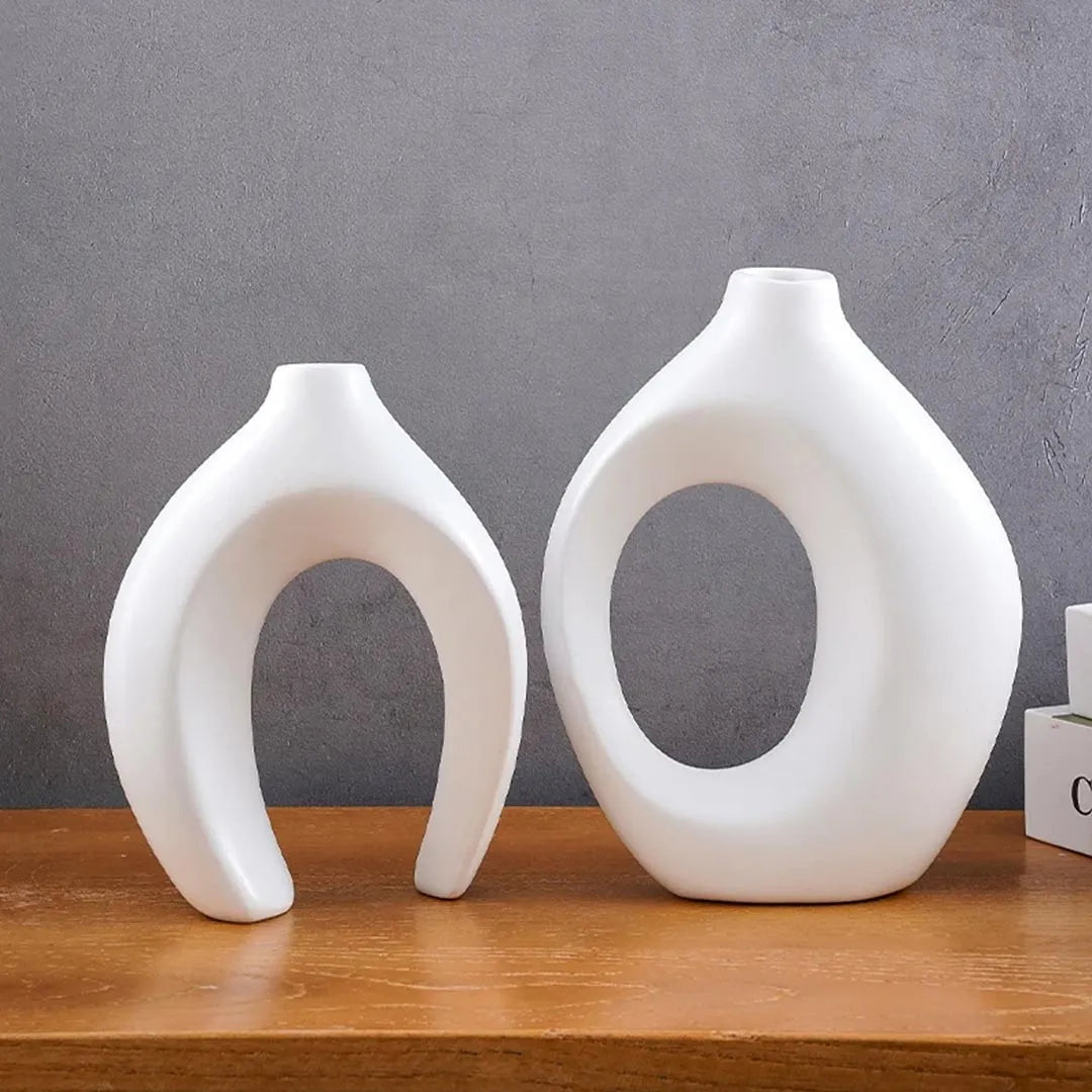 2PCs Modern Ceramic Vase Set - Creative Couple