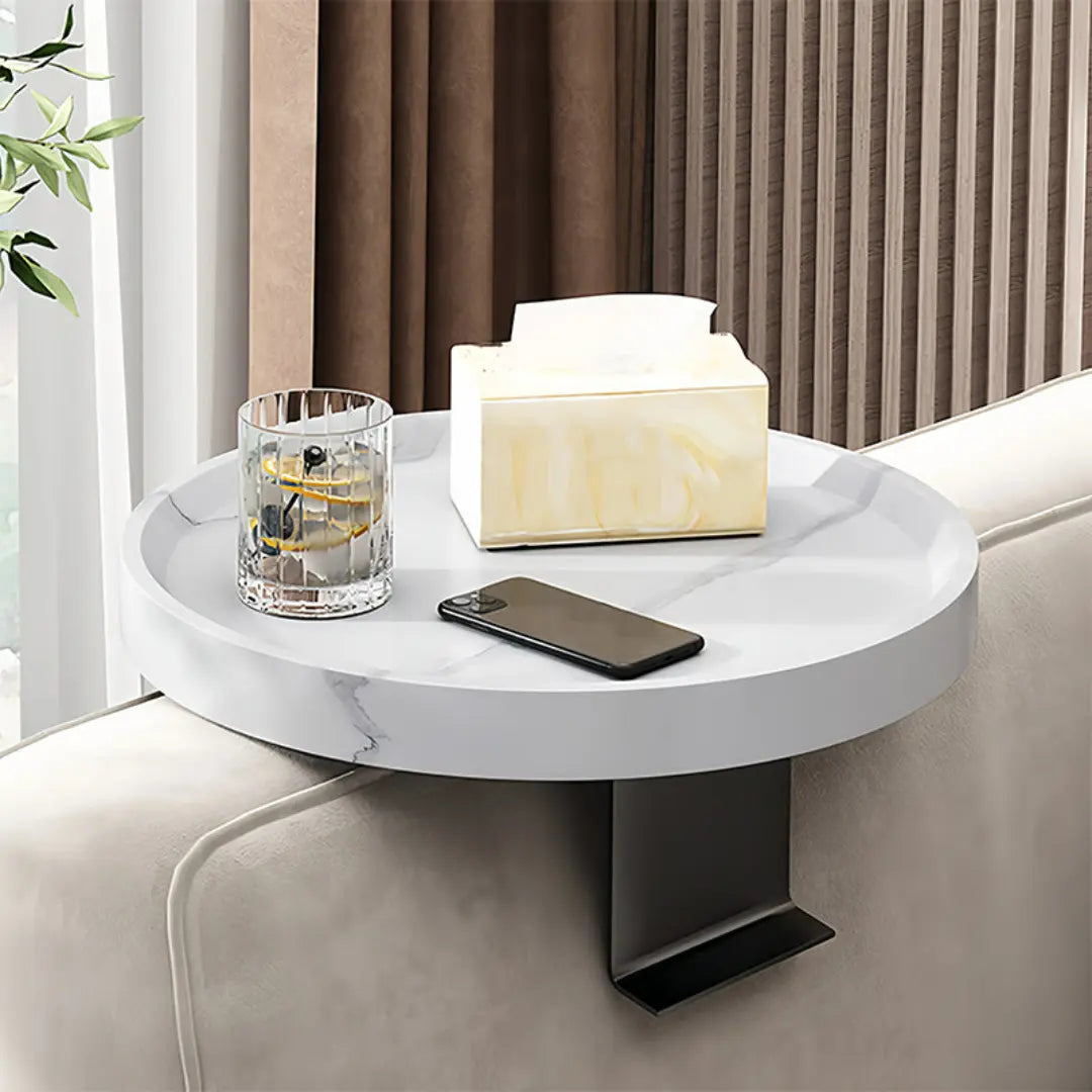 Novatra Adjustable Round Couch Arm Table - Space-Saving Sofa Armrest Tray with Non-Slip Design