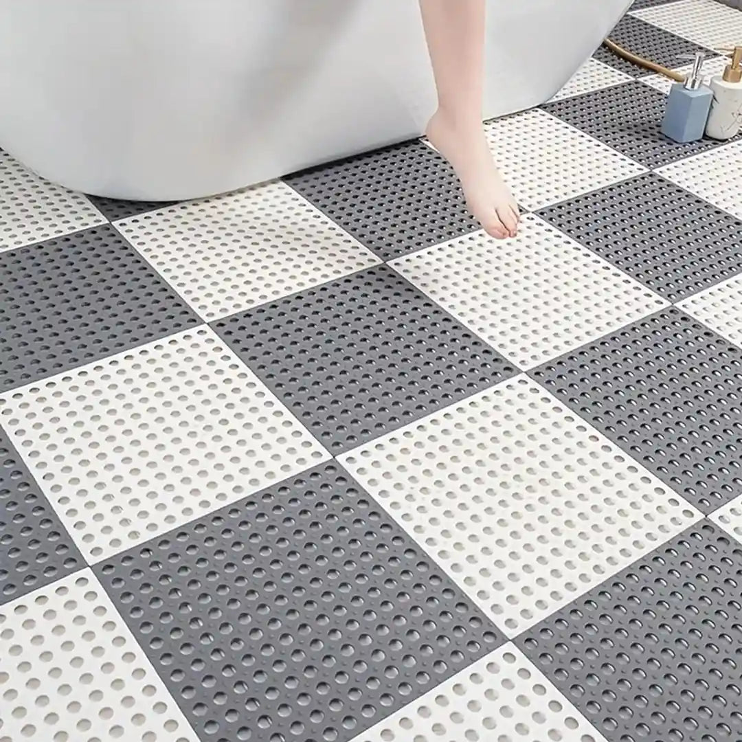 Waterproof Splicing Shower Floor Mats - Anti-Slip Interlocking Tiles