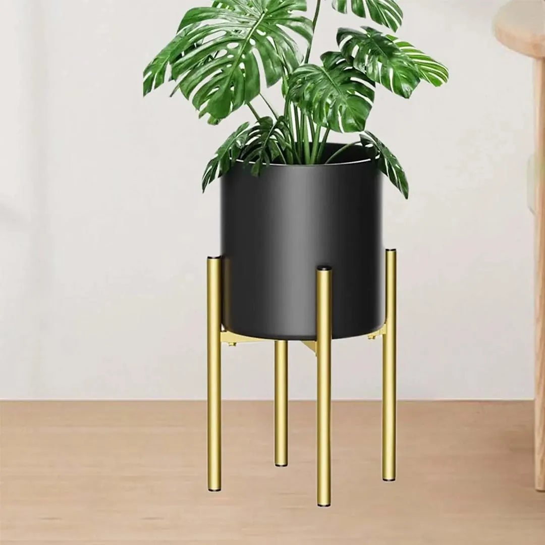 Adjustable Gold Plant Stand - Indoor & Outdoor Iron Flower Pot Holder