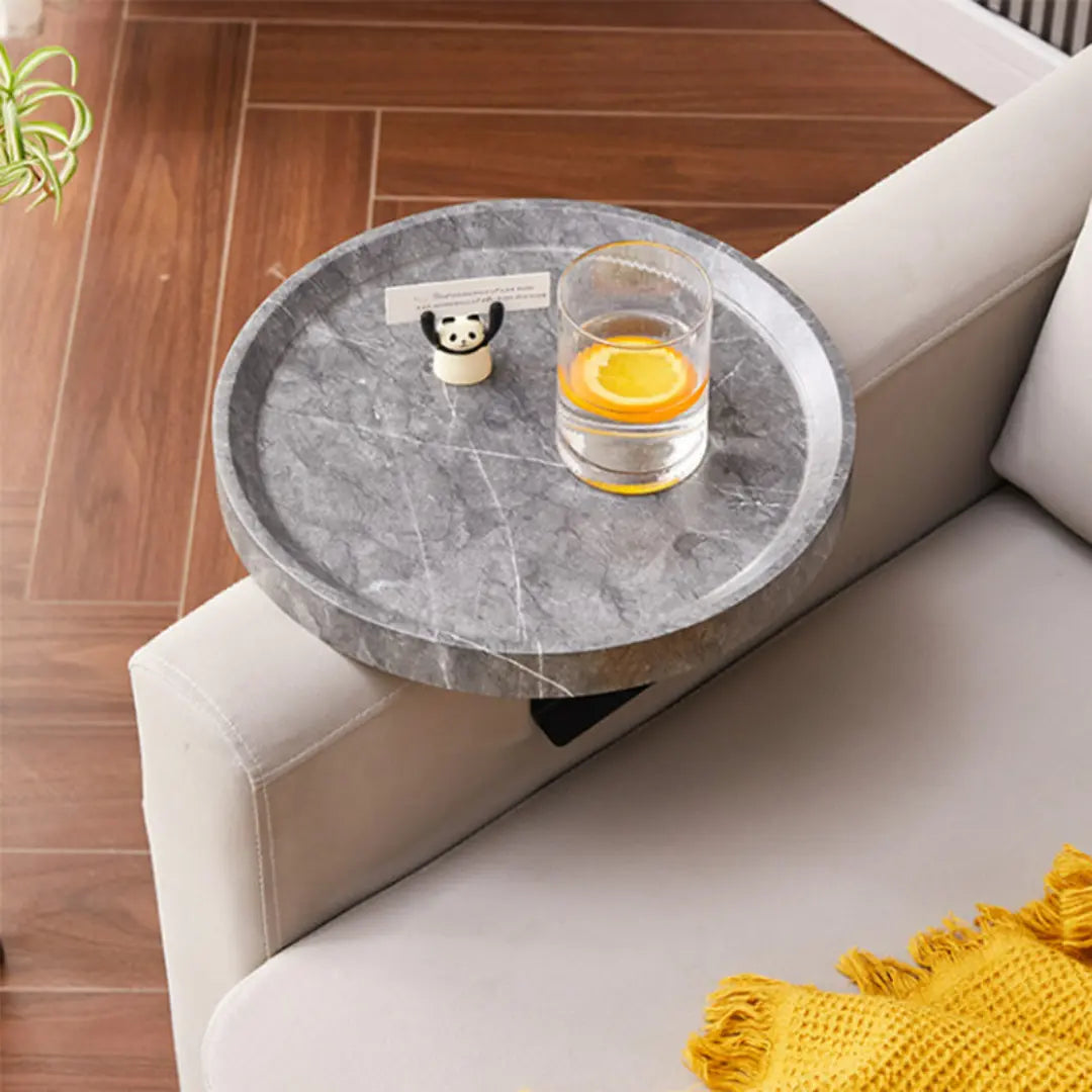 Novatra Adjustable Round Couch Arm Table - Space-Saving Sofa Armrest Tray with Non-Slip Design