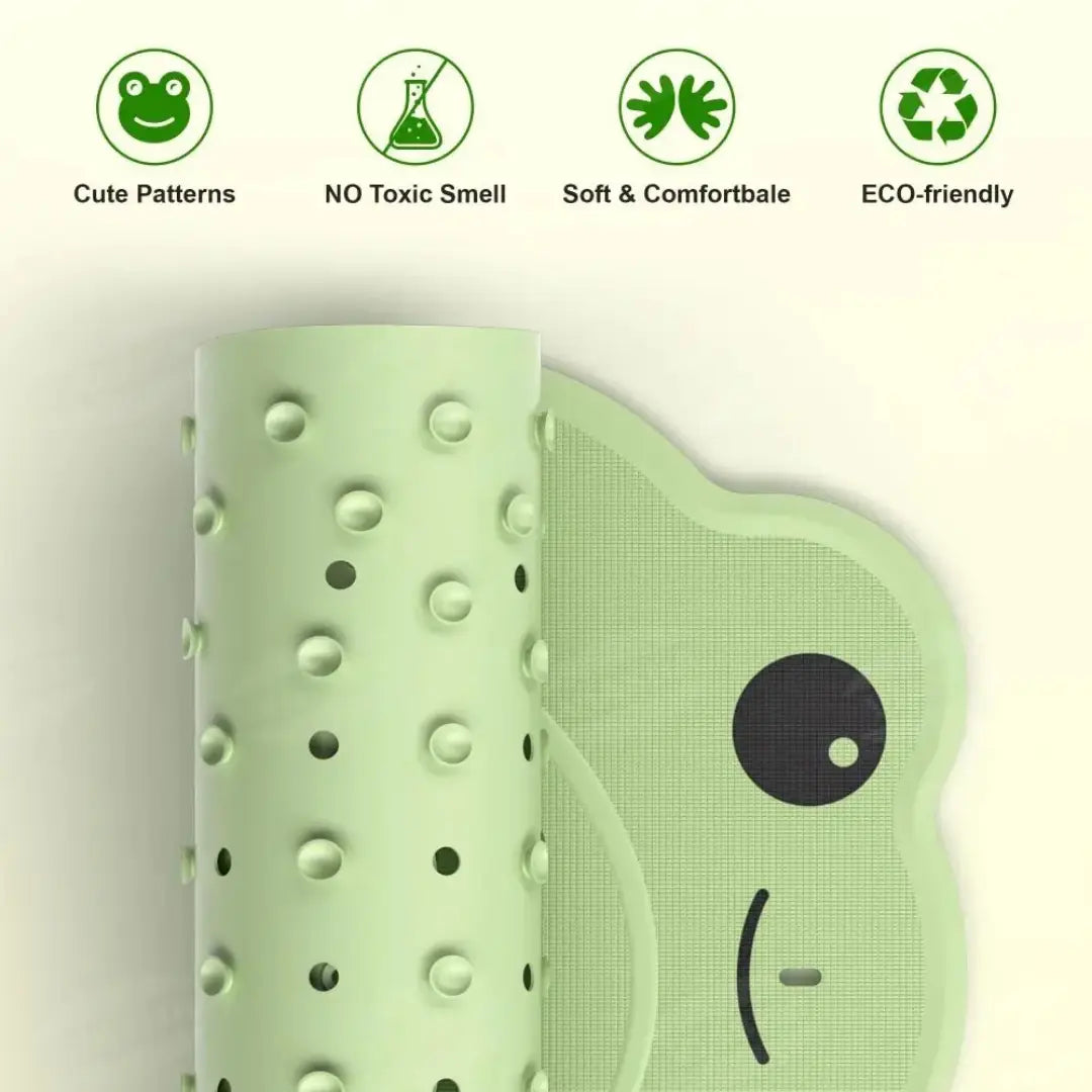 Frog-Shaped Non Slip Bath Mat for Kids - 76x45 cm