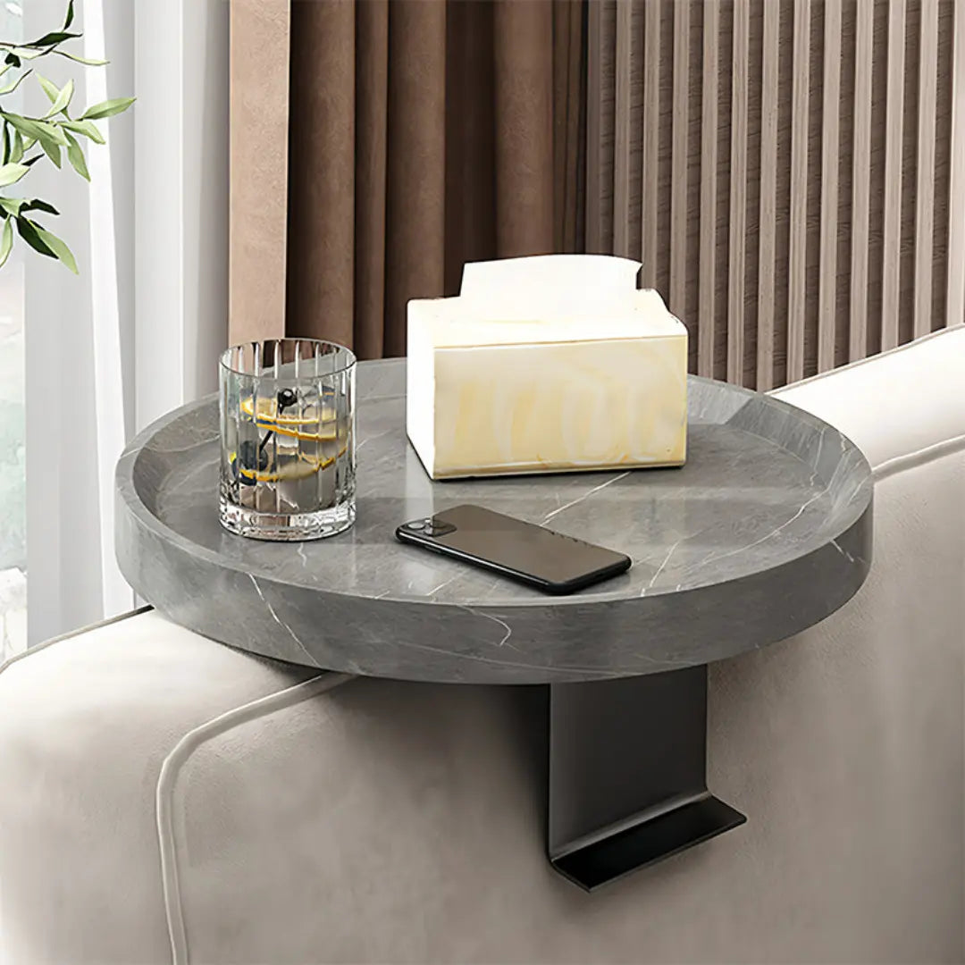 Novatra Adjustable Round Couch Arm Table - Space-Saving Sofa Armrest Tray with Non-Slip Design