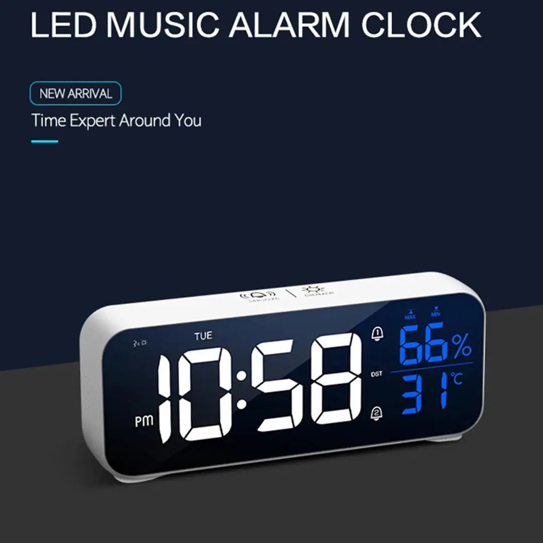 LED Alarm Clock with Temperature & Humidity Display