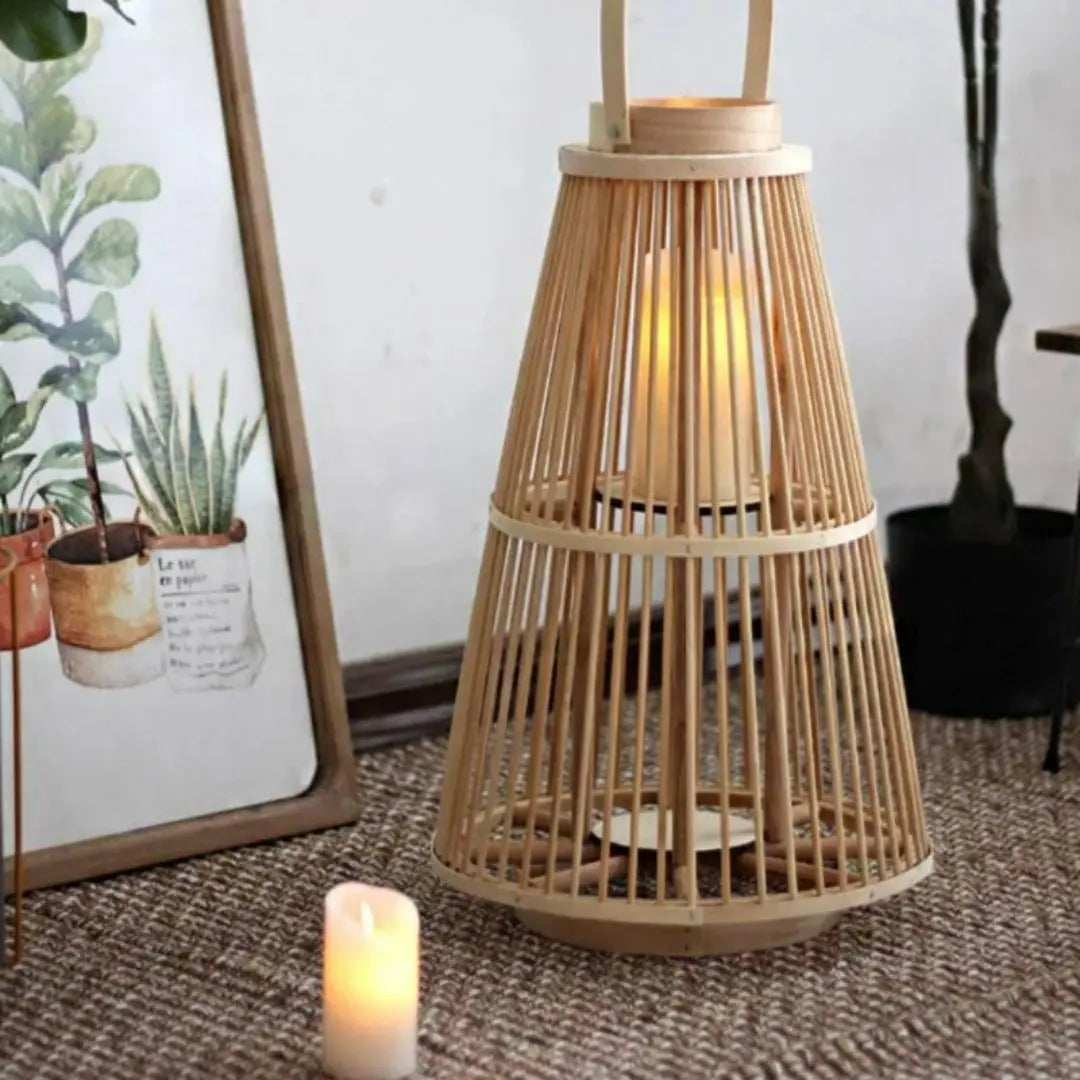 Rattan Lantern Candle Lights - Rustic Weave Charm with a Flameless Glow