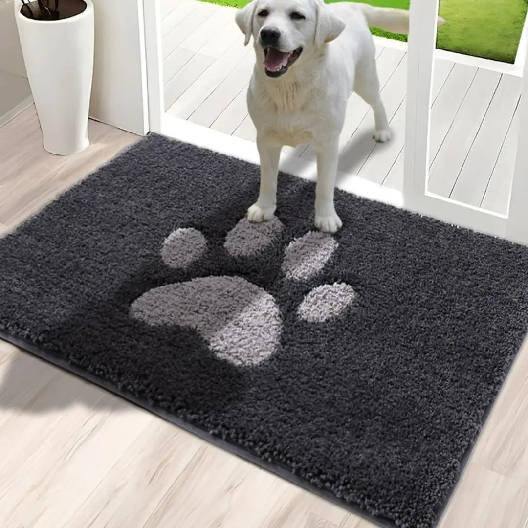 PawHarbor PlushGuard Dirt Trapper Mat - Super-Absorbent Rug for Muddy Paws