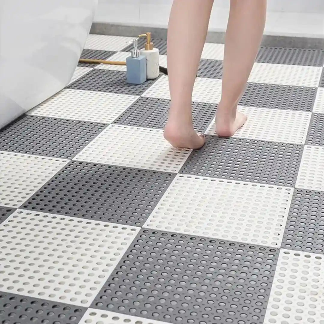 Waterproof Splicing Shower Floor Mats - Anti-Slip Interlocking Tiles