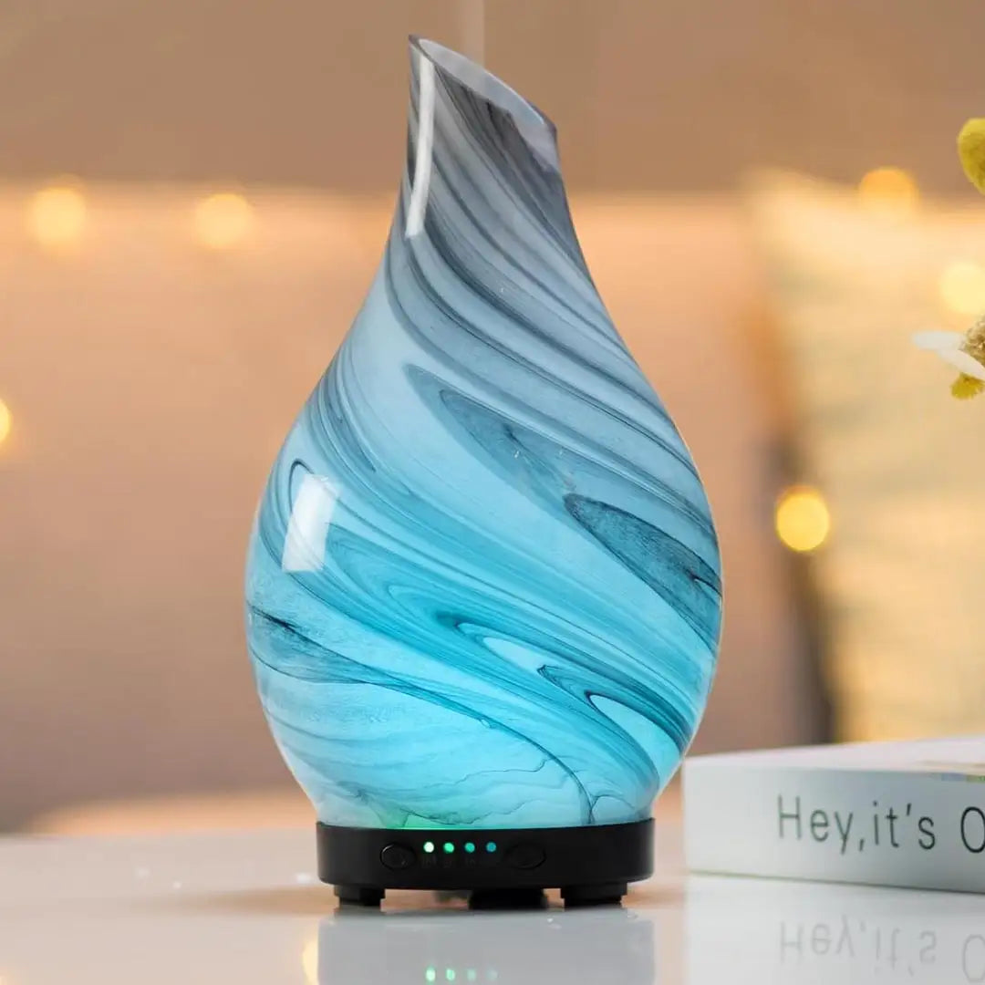120ML Handmade Glass Essential Oil Diffuser - Aromatherapy Diffuser with 7 LED Colors