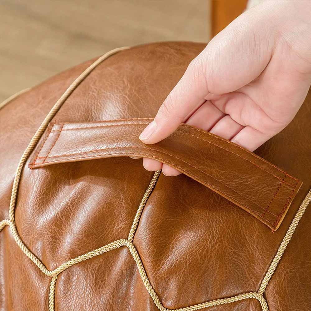 Embroidered Leather Pouf