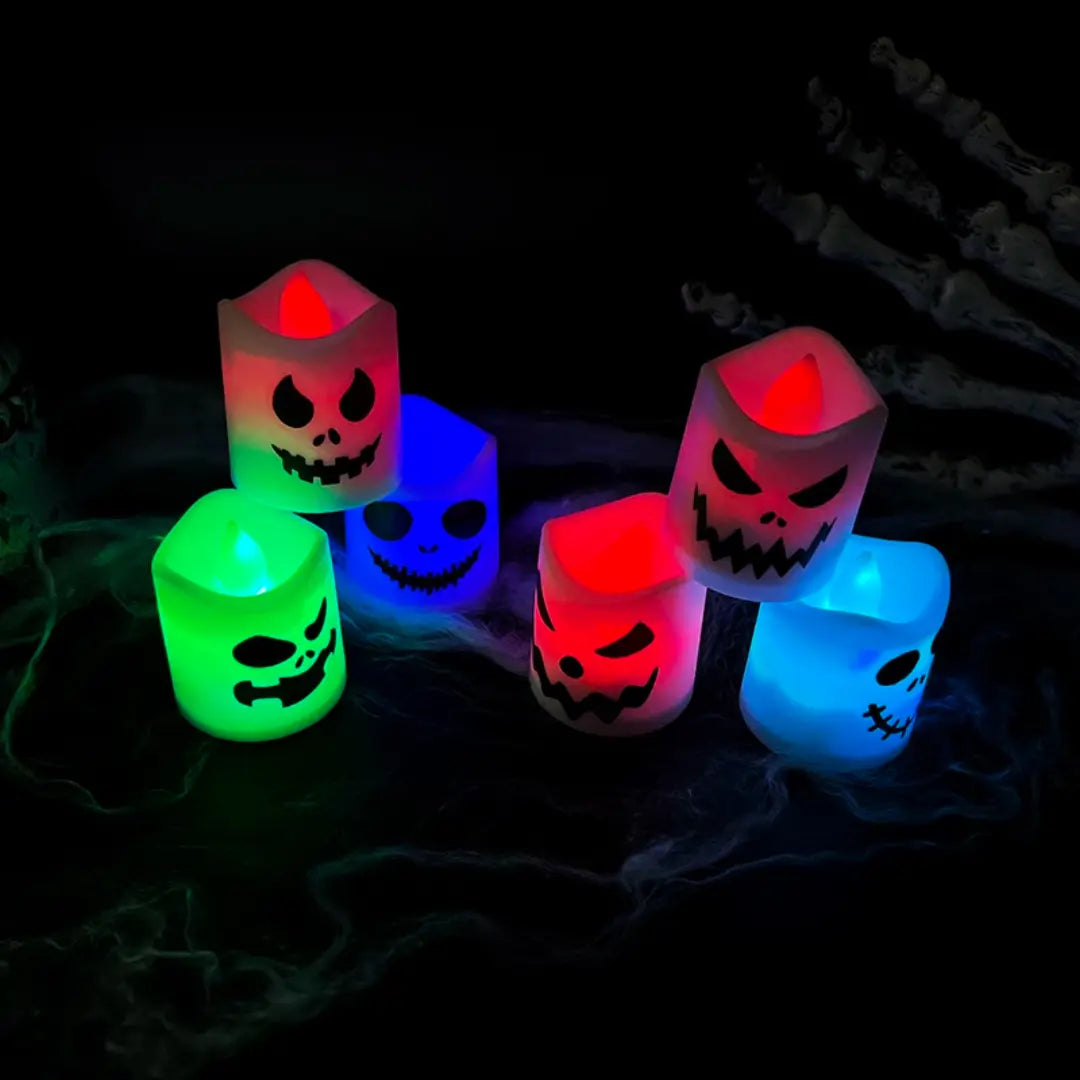 6 PCs Halloween LED Ghost Pumpkin Candle Light