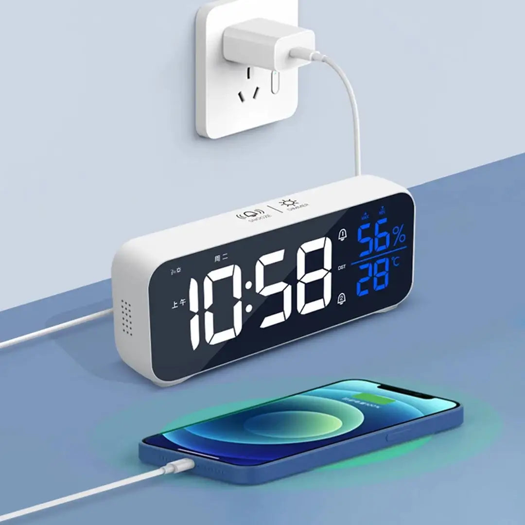 LED Alarm Clock with Temperature & Humidity Display