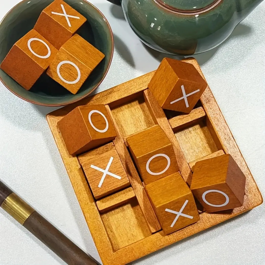 Wooden XO Board Game Set - Classic Coffee Table Decor