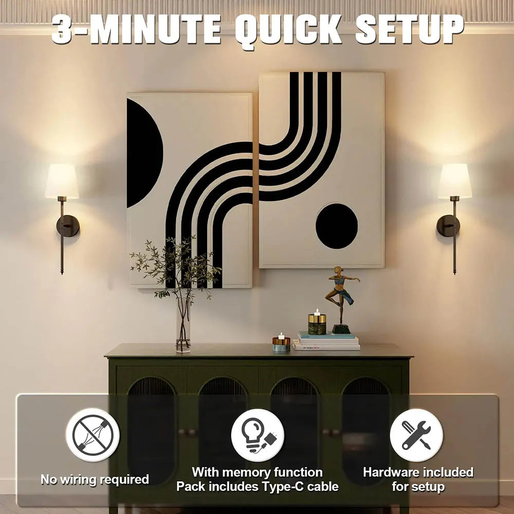 2 Pack Wireless Wall Lights with Remote and RGB Color Modes