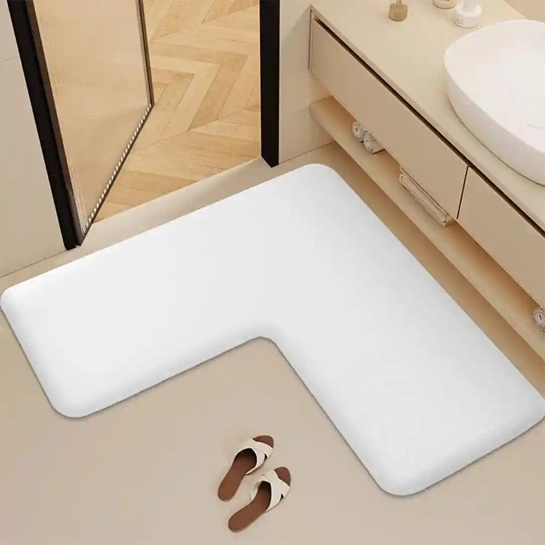 L-Shaped Thickened Flannel Non Slip Bath Mat