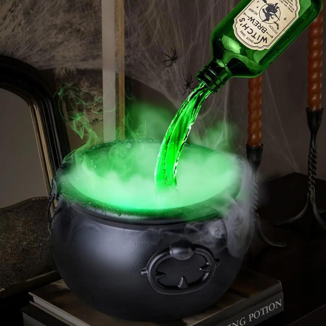 Halloween Floating Potion Cauldron with Fog Effect - Magic Bottle and Witch Cauldron Decoration