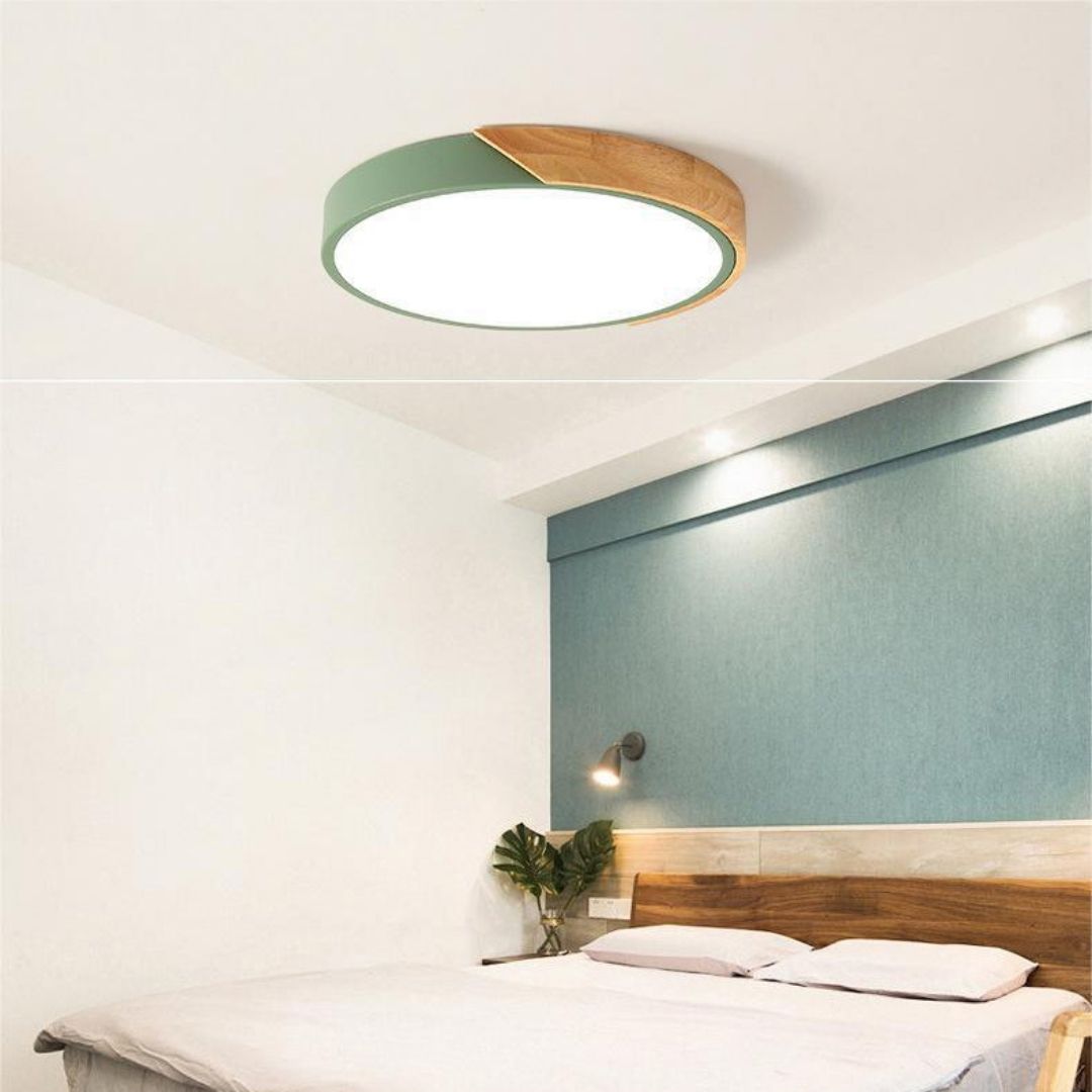 Nordic Macaroon Wood Ceiling Light - Minimalist LED Fixture