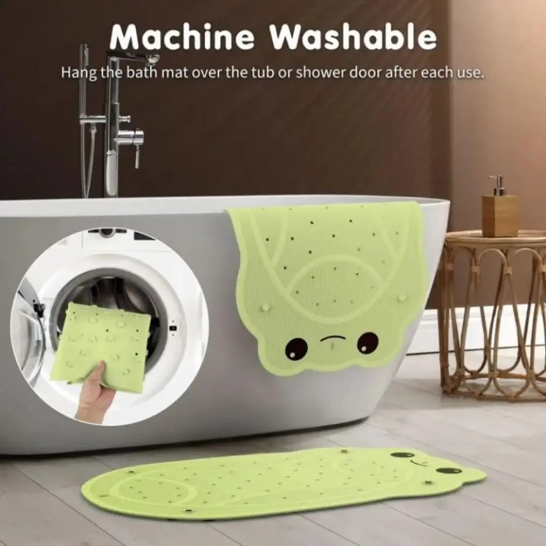 Frog-Shaped Non Slip Bath Mat for Kids - 76x45 cm