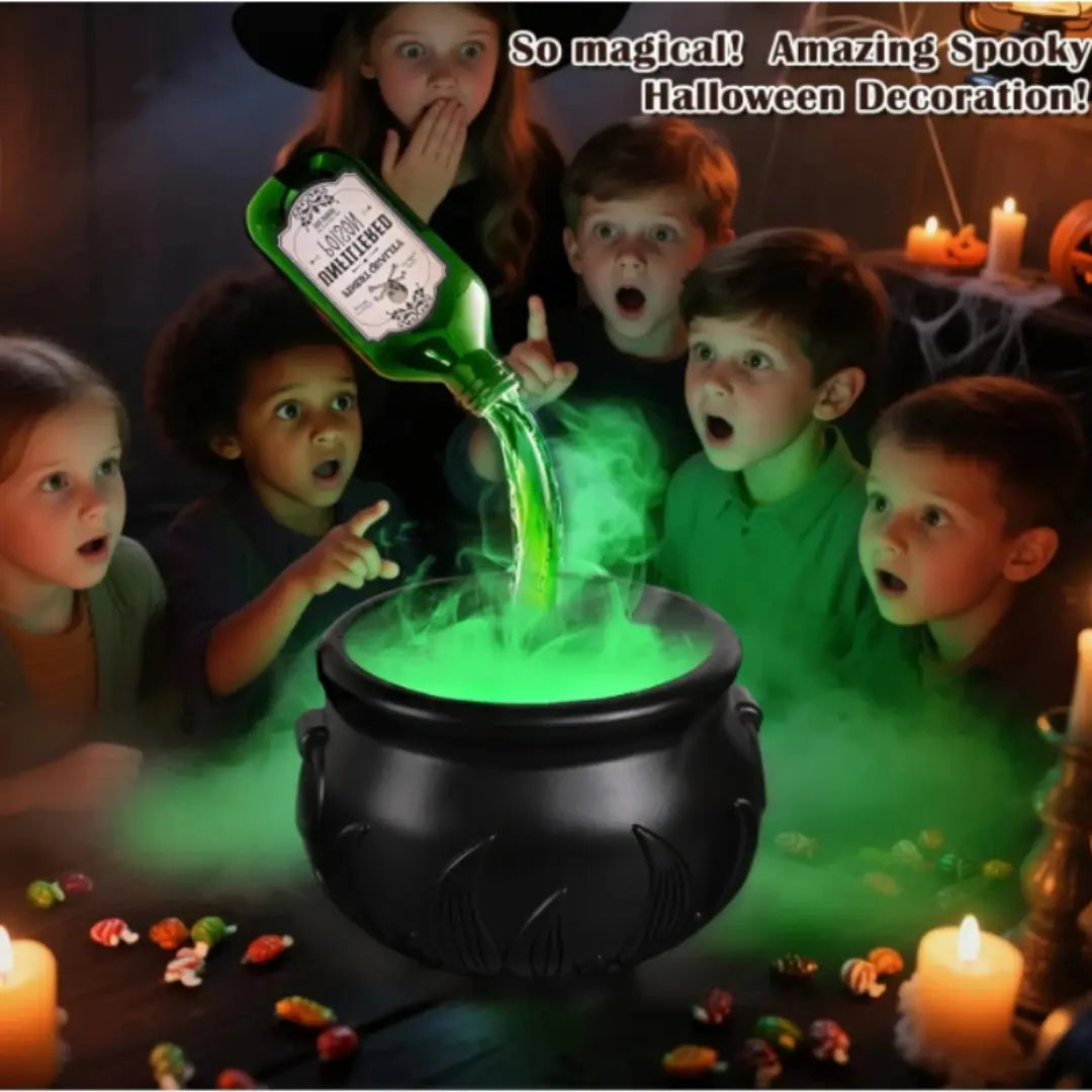 Halloween Floating Potion Cauldron with Fog Effect - Magic Bottle and Witch Cauldron Decoration