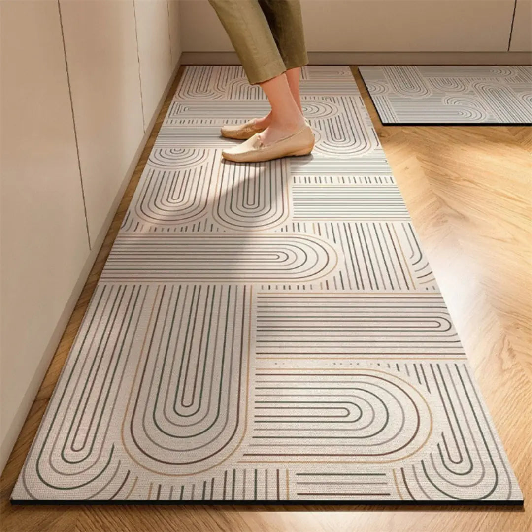 Arvini Anti-Fatigue Kitchen Rug - Absorbent Fiber Mat with Non-Slip Rubber Backing