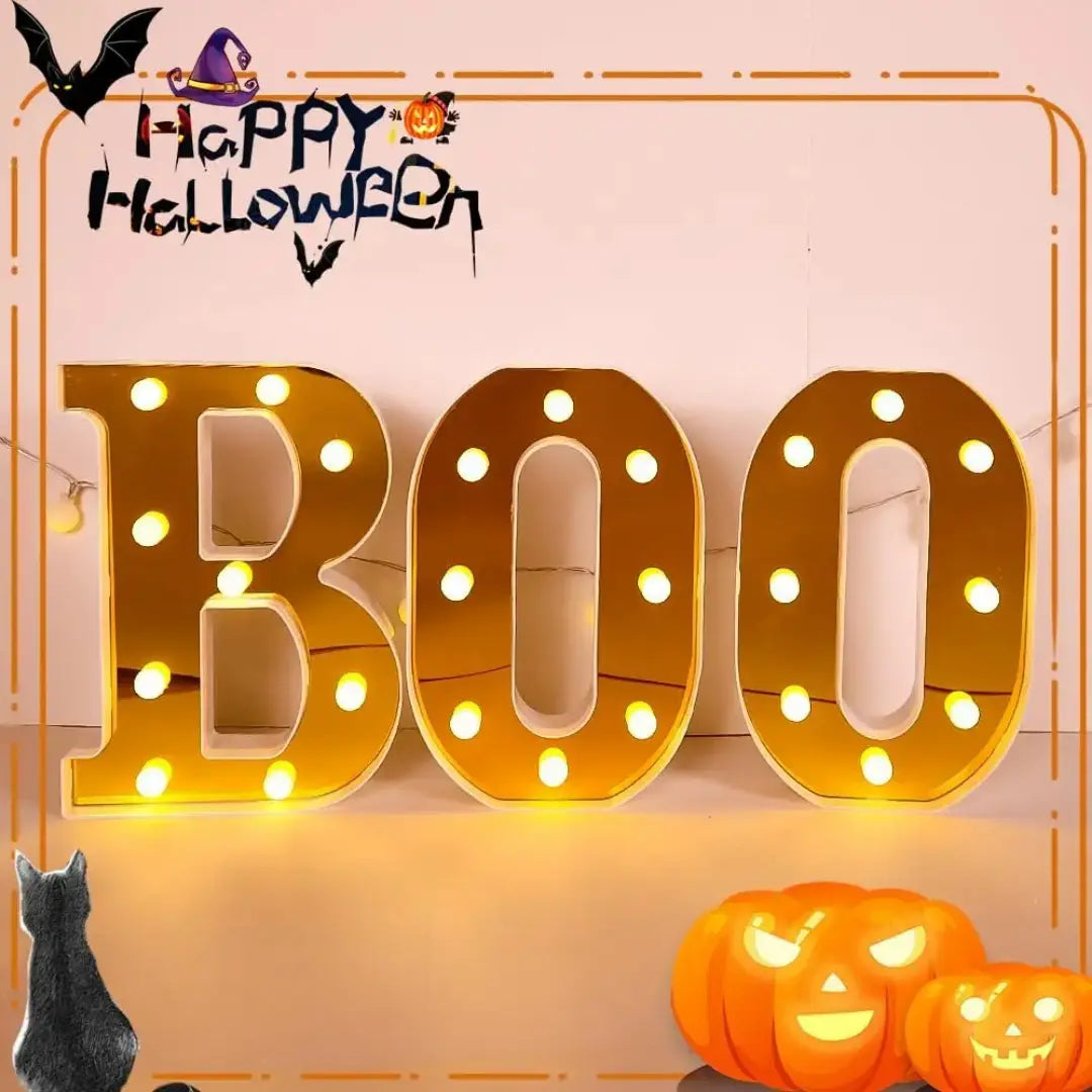 Halloween BOO LED Marquee Light Sign - Indoor Party Decoration