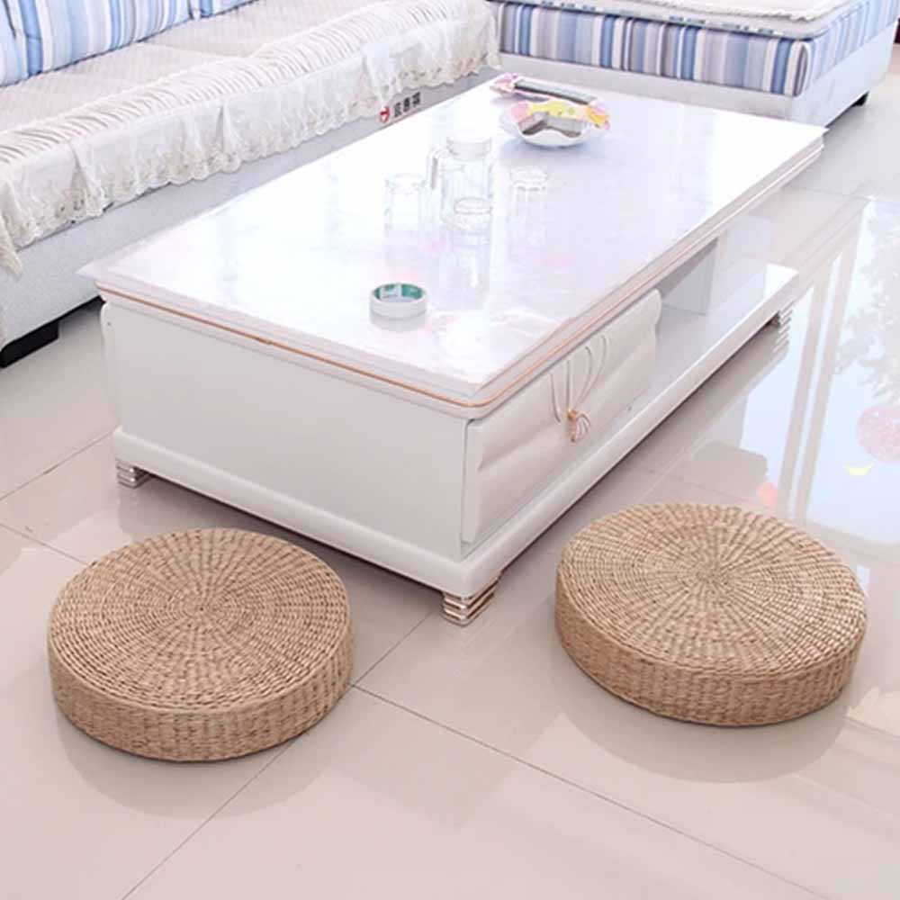 Woven Natural Straw Pouf