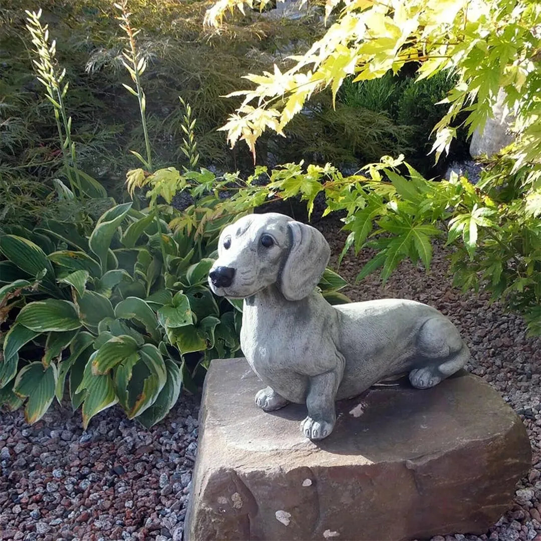 Resin Dachshund Dog Sculpture - Garden and Home Decoration Ornament