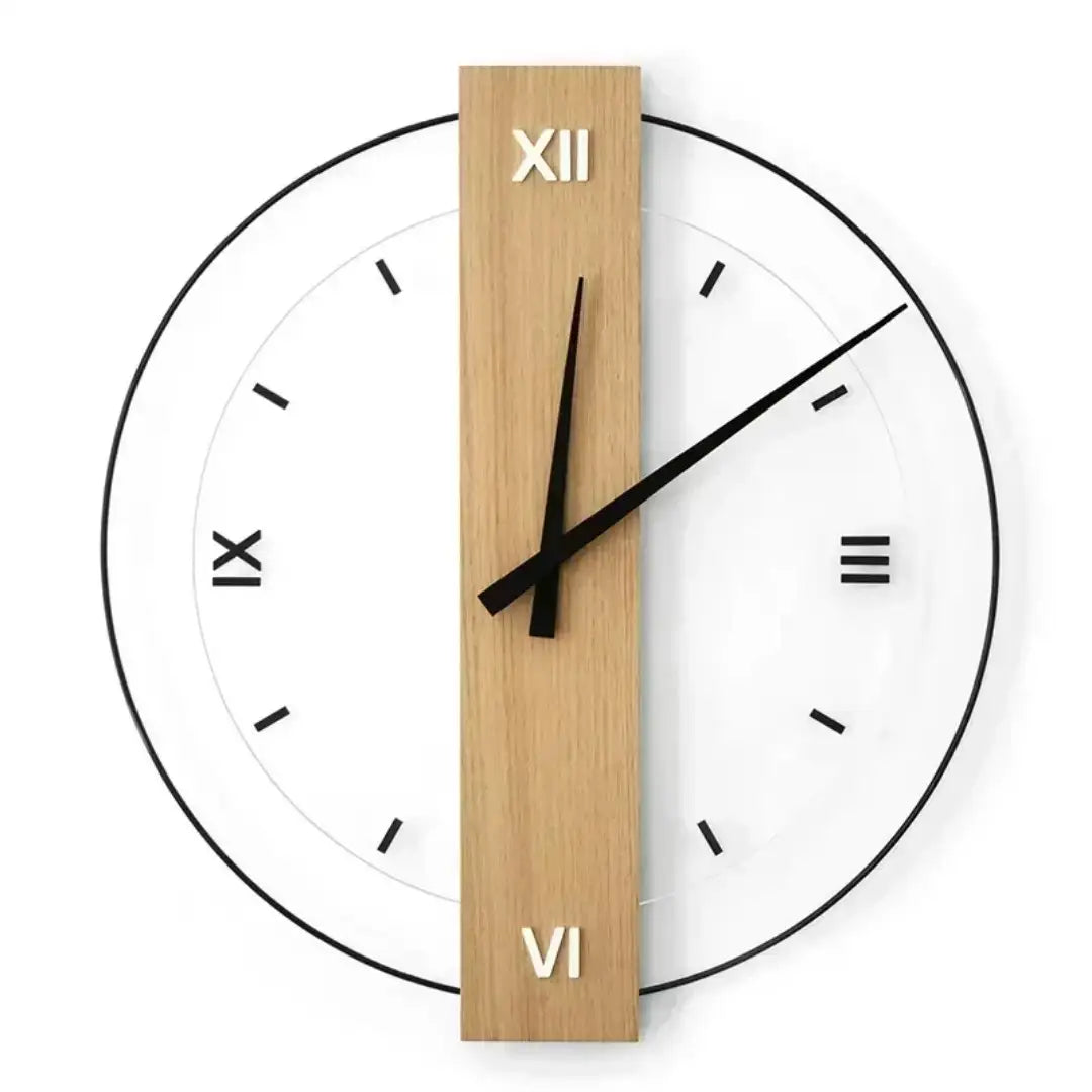 Modern Scandinavian Simple Wall Clock - Silent Elegance in Solid Wood