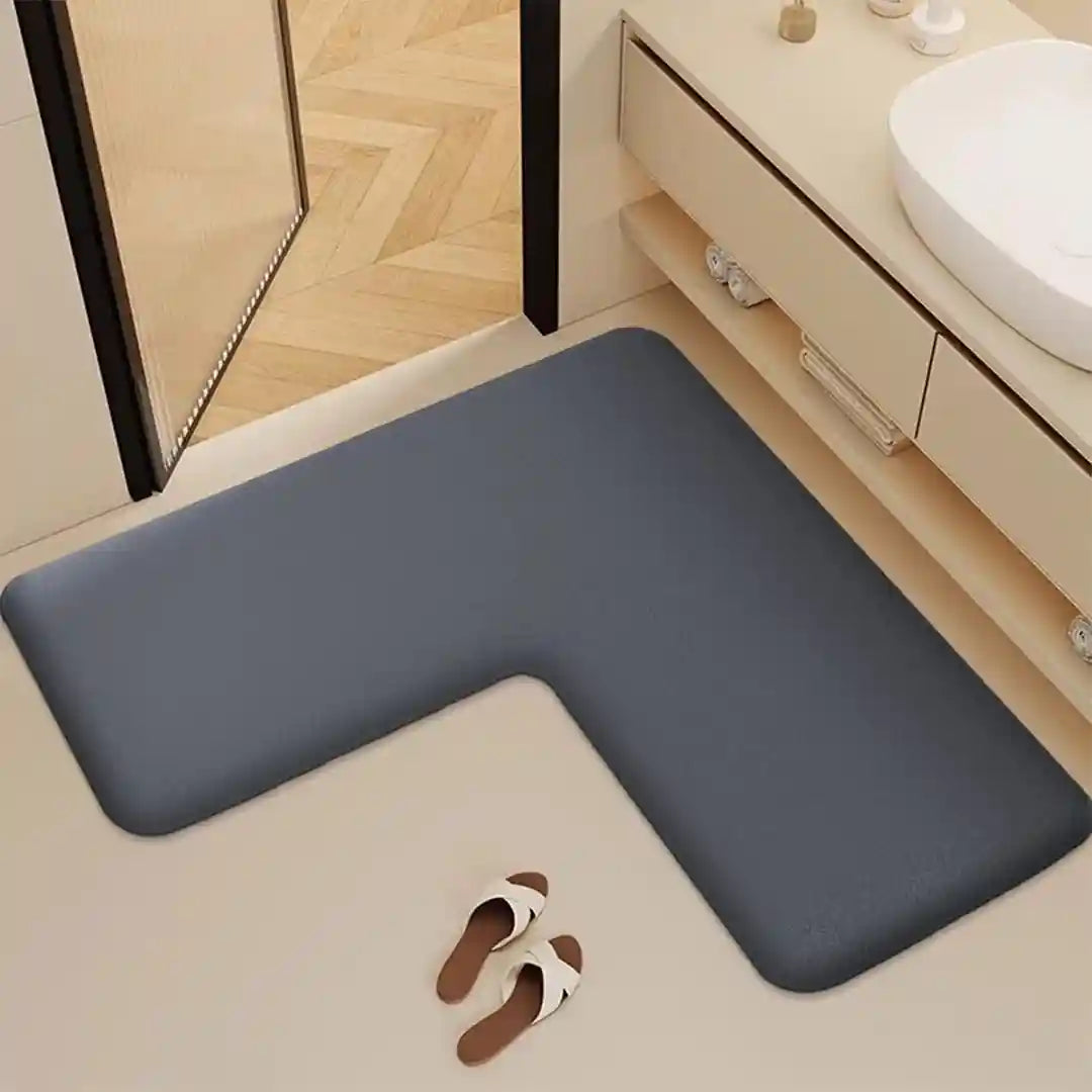 L-Shaped Thickened Flannel Non Slip Bath Mat