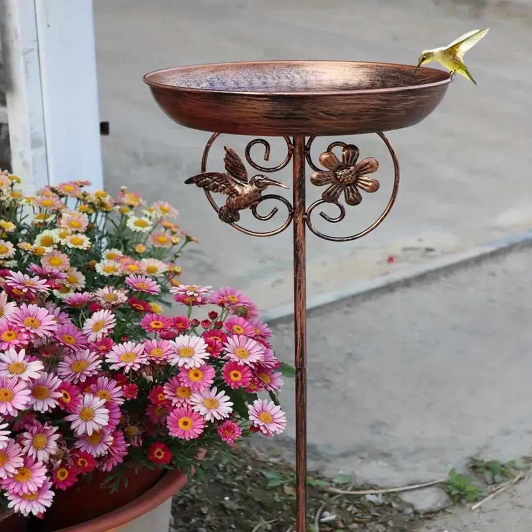 Vintage Garden Metal Bird Bath - Outdoor Cast Iron Bird Feeder
