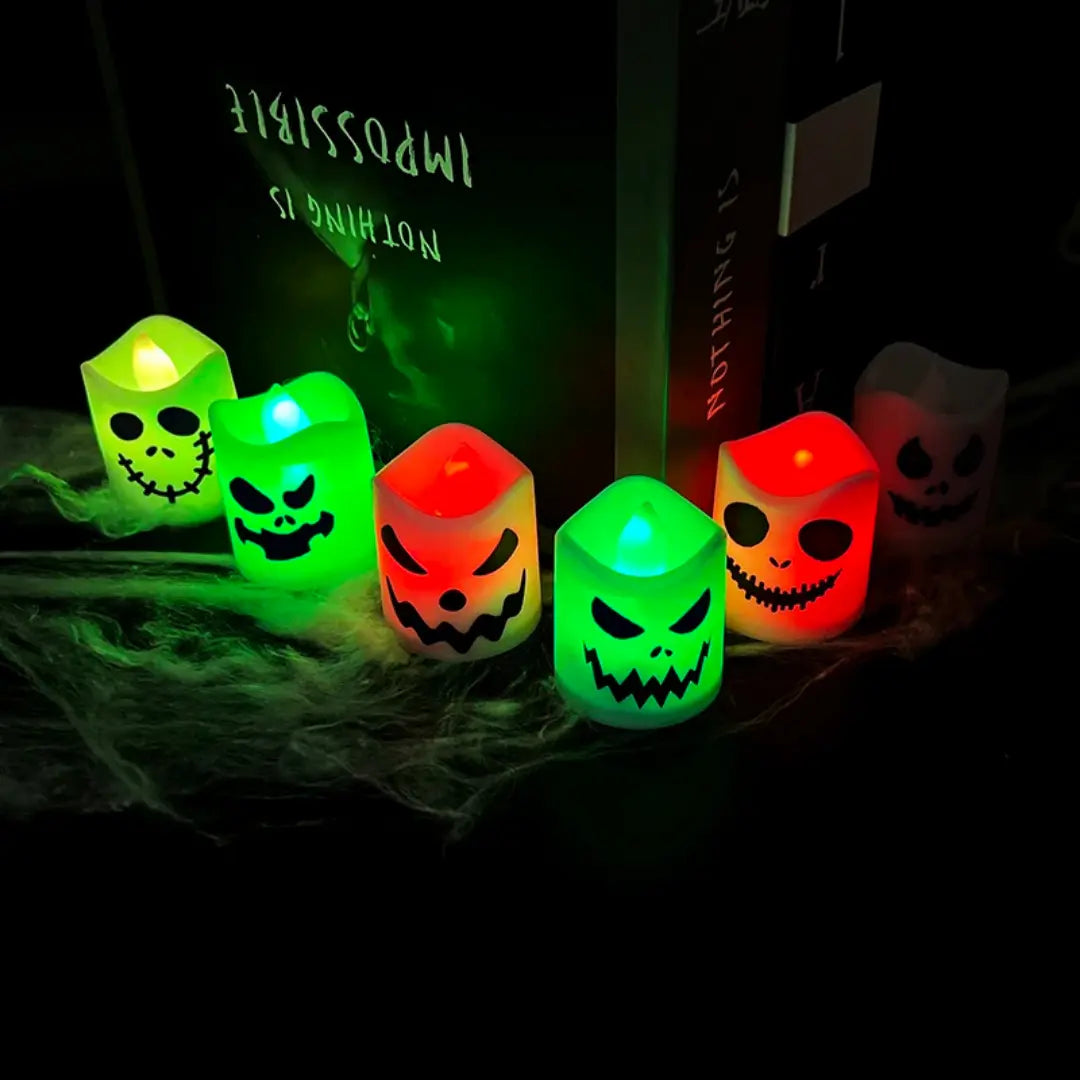 6 PCs Halloween LED Ghost Pumpkin Candle Light