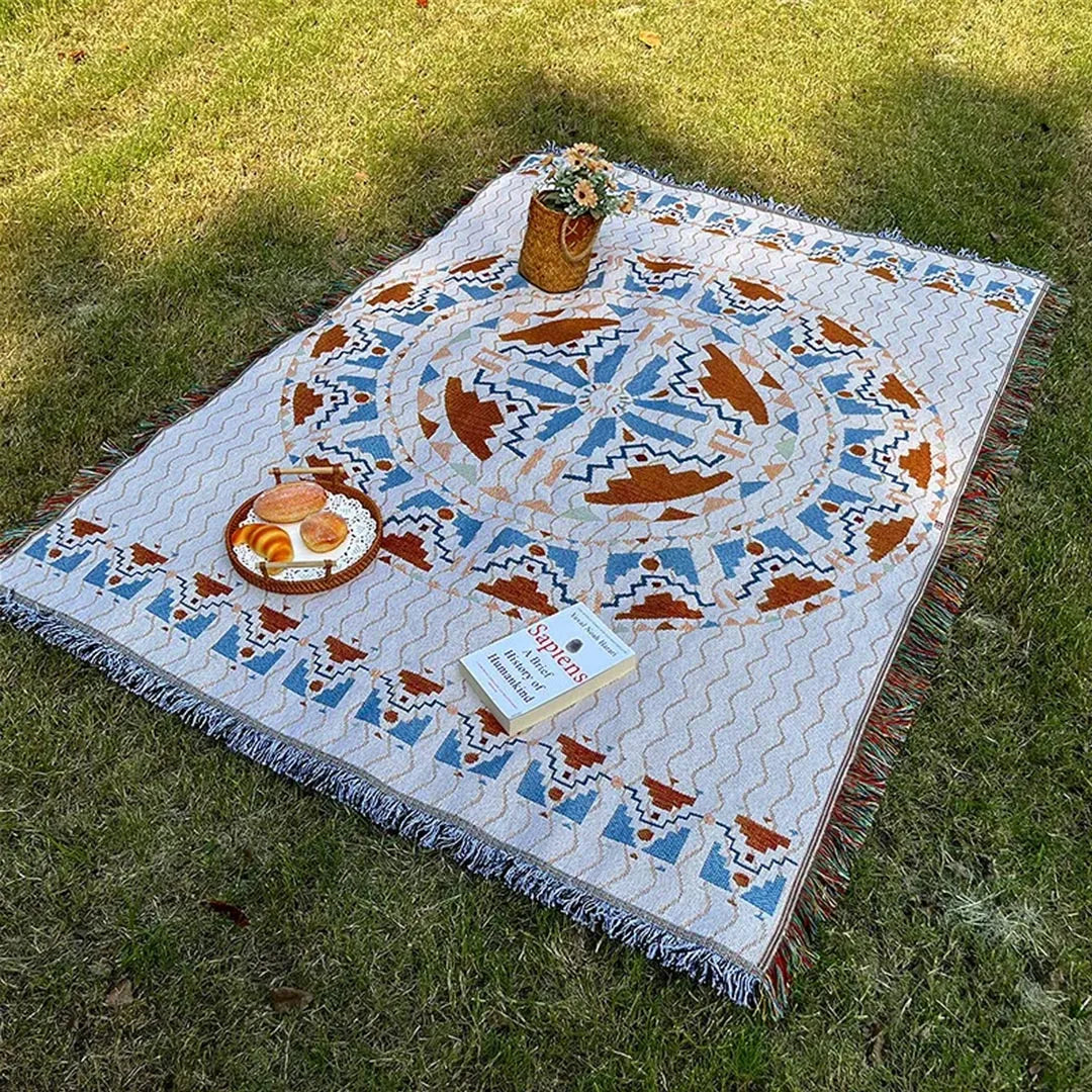 Bohemian Style Decorative Blanket for Outdoor Camping, Travel & Home Decor
