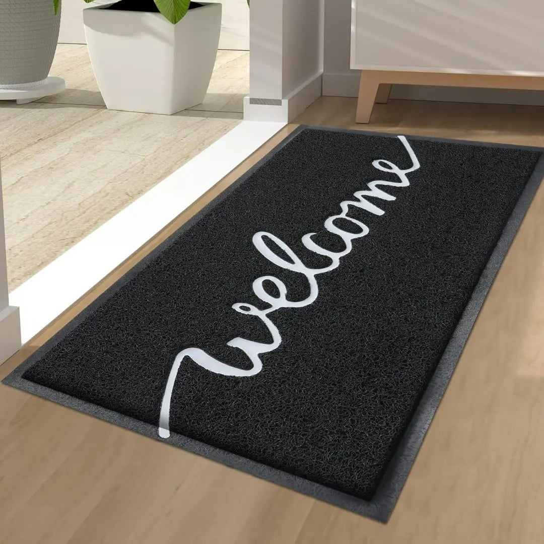 Threshold Atelier Script Door Mat - Low-Profile Non-Slip PVC and Rubber Entrance Mat